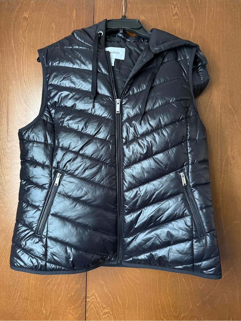 Calvin Klein Black Quilted Hooded Puffer Vest NWT Sz Lg Ret $129